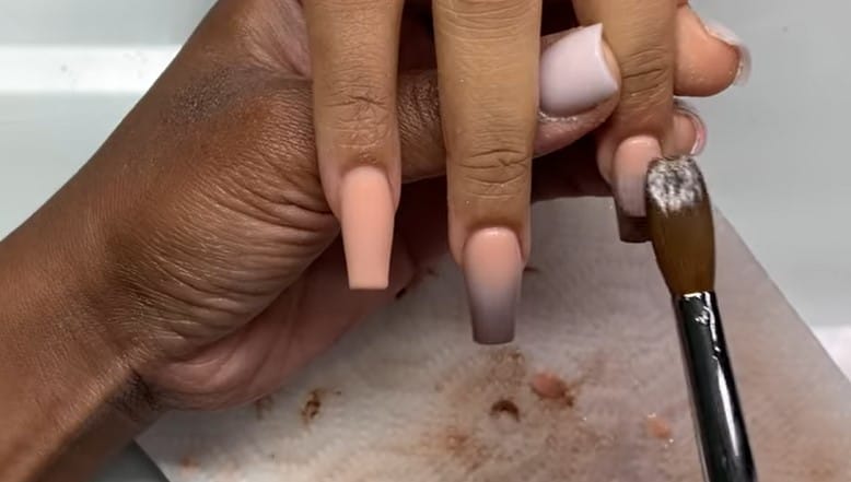 Brown Nail Designs: Step 4, finally, use a clean brush to blend the two colors together