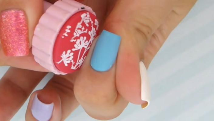 Best Nail Stamp Kit: Step 5, transfer the design onto your nails
