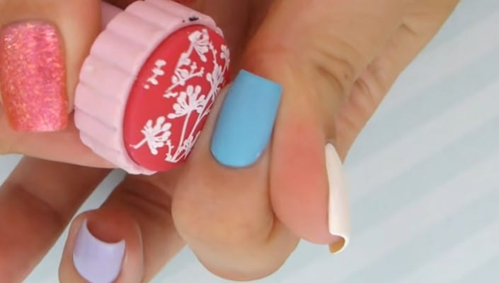 Best Nail Stamp Kit: Step 5, transfer the design onto your nails
